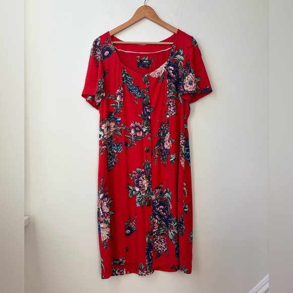 Anthropologie Maeve Red Floral Caldwell Dress - Picture 3 of 13